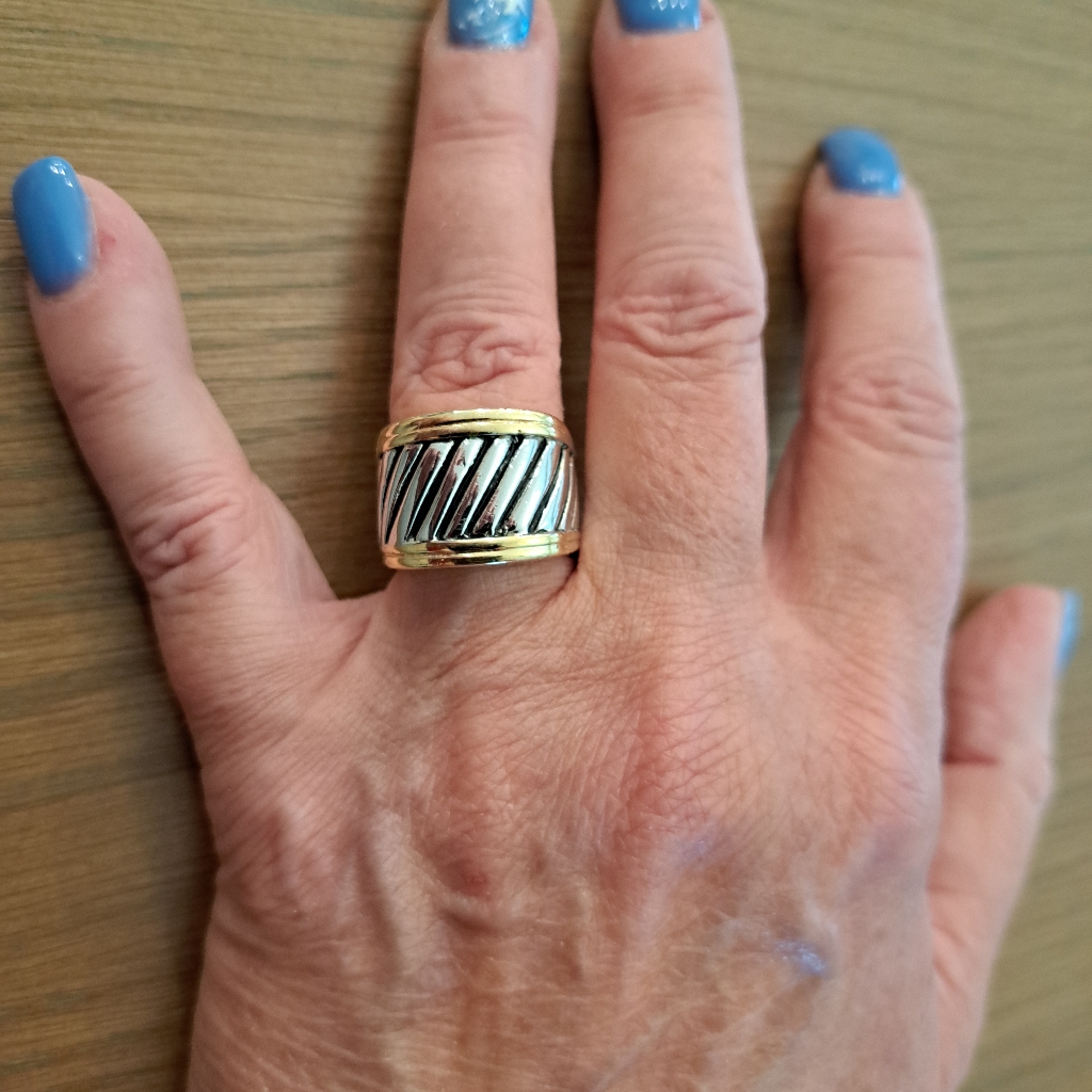 Twotone Gold And Silver Platted Cocktail Ring